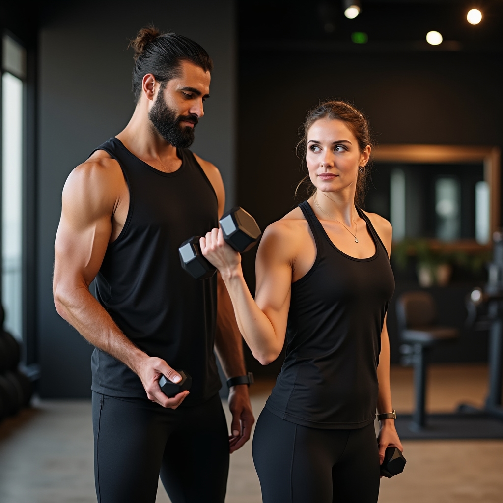 Personal trainer working one-on-one with a client in a private studio